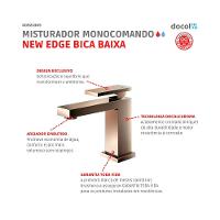 Misturador Monocomando Para Lavatório De Mesa New Edge Bica Baixa Cobre Escovado Docol