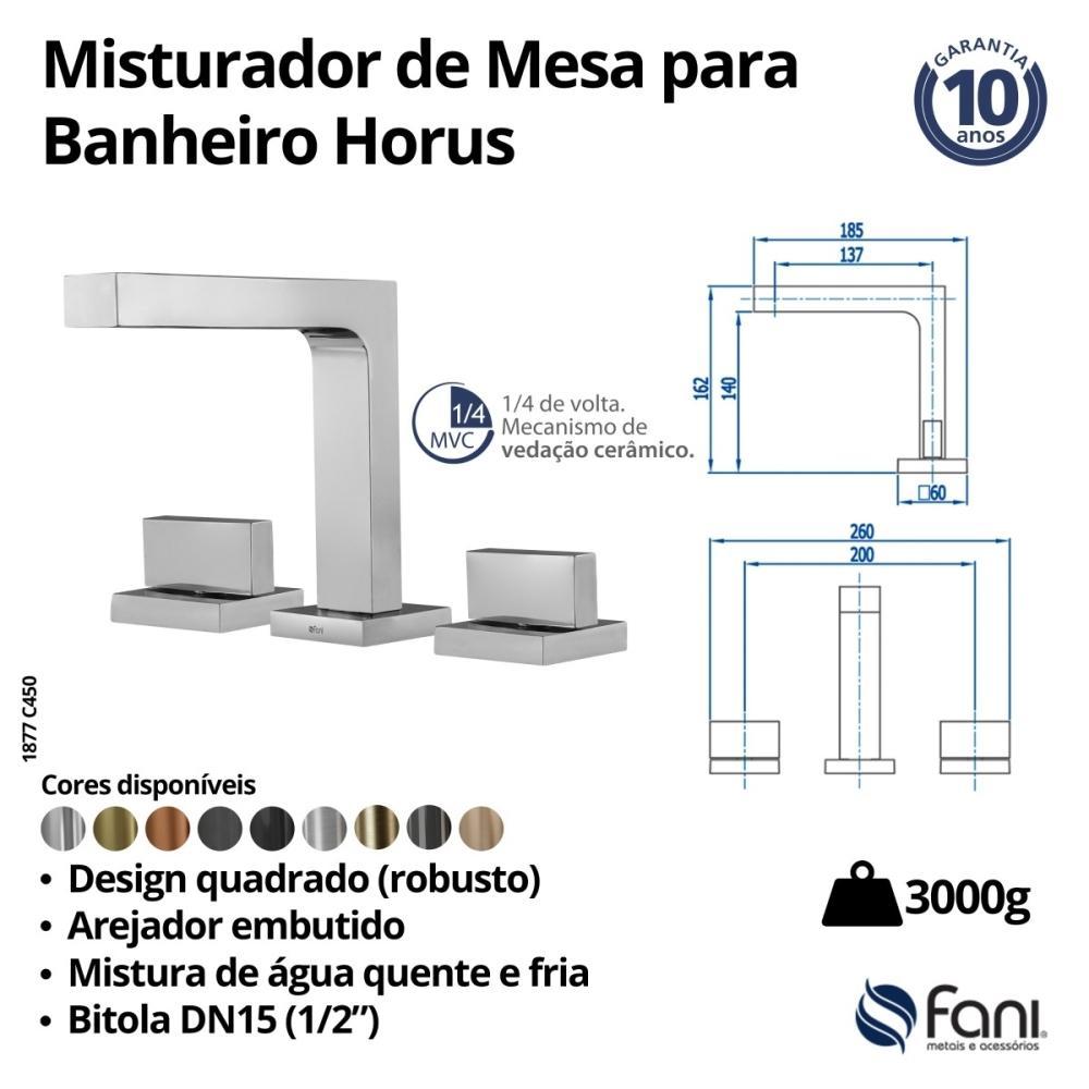 Misturador Para Lavatório De Mesa Horus Bica Alta 450 1877 Cromada Fani - 5
