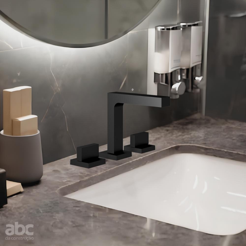 Misturador Para Lavatório De Mesa Horus 450 Bica Alta Preto Fosco Fani - 4