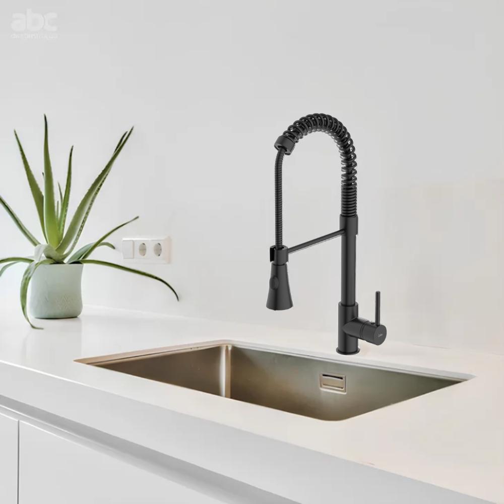 Misturador Monocomando Para Cozinha De Mesa Gourmet Bica Móvel Preto Matte Celite - 4