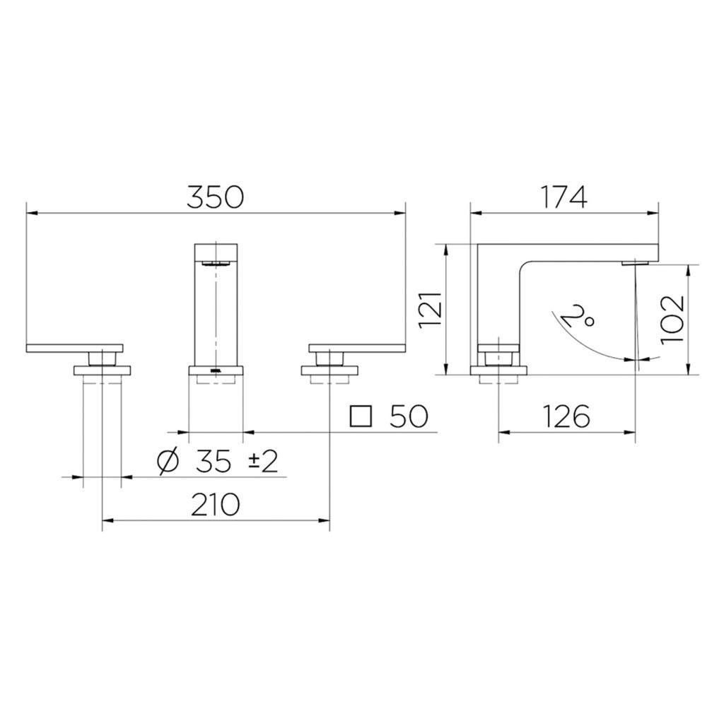 Misturador Para Lavatório De Mesa New Edge Bica Baixa Cobre Escovado Docol - 3