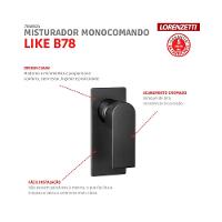 Misturador Monocomando Para Chuveiro Like B78 Black Lorenzetti - 3