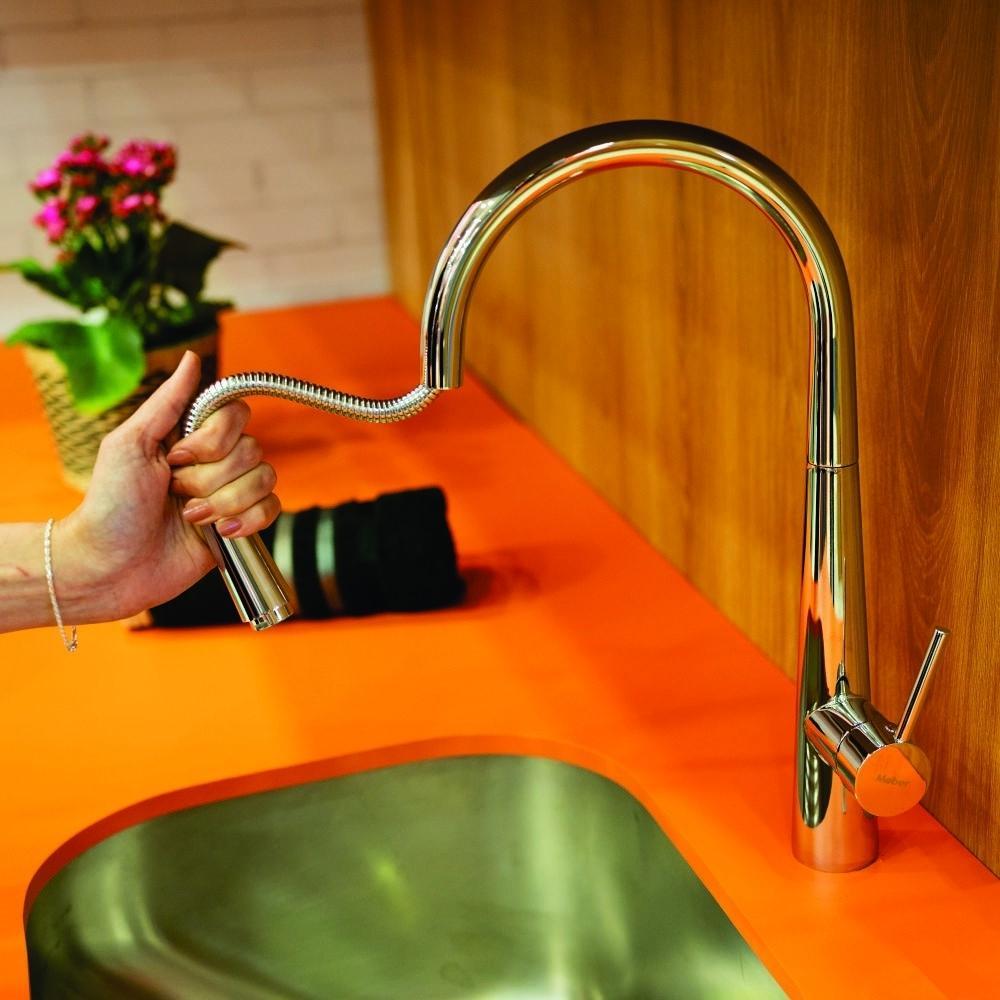 Misturador Monocomando de Mesa Para Cozinha com Extensor Flexível 1,5m Minimal 2885 C75 Cromado Meber - 3