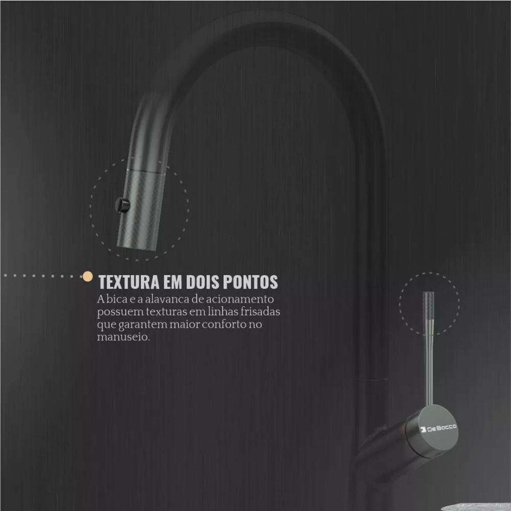 Misturador Monocomando De Mesa Para Cozinha Bica Alta 400 Grey Debacco - 4
