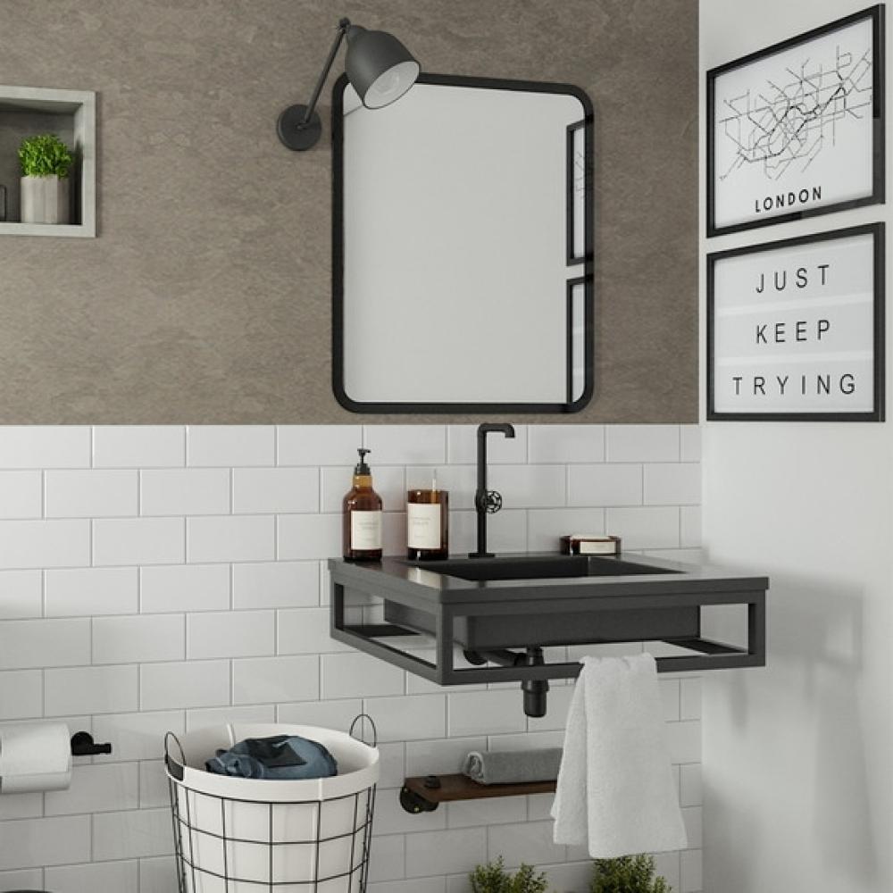 Torneira Para Lavatório De Mesa Bica Móvel Living Preto Fosco Fani - 5