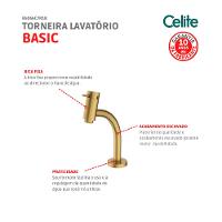 Torneira Lavatório Basic Mesa Bica Baixa Matte Gold Celite - 5