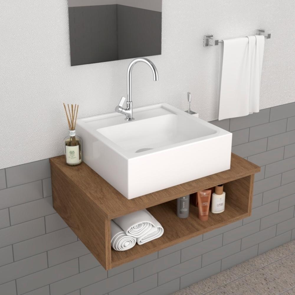 Torneira De Mesa Para Lavatório Bica Alta Arejador Interno Atria Cromado Meber - 2