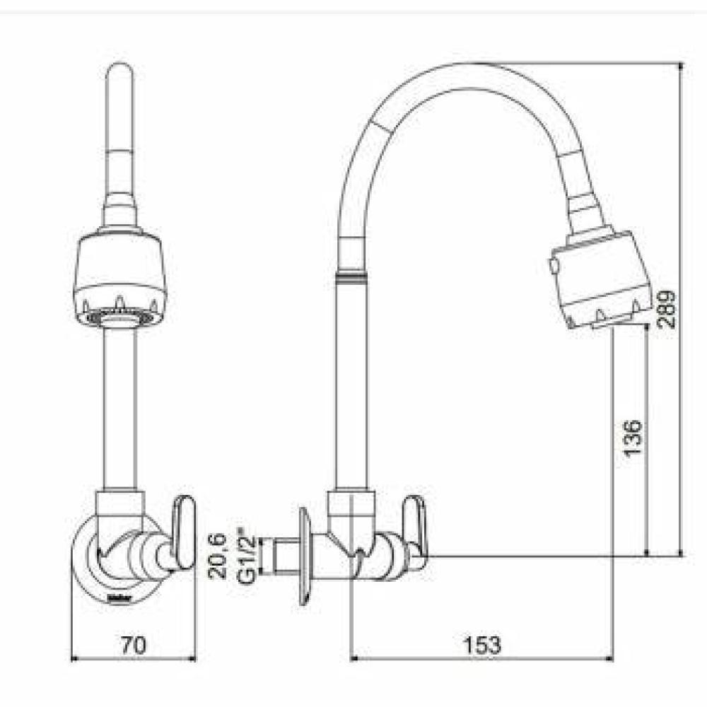 Torneira De Parede Para Cozinha Bica Móvel C/ Arejador Gourmet Uni Cromado Meber - 2