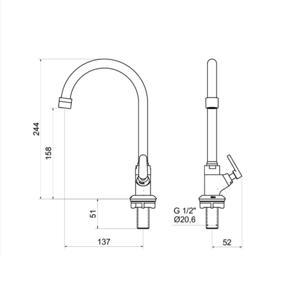 Torneira De Mesa Para Lavatório 1/4 Volta 1188 C18 Uni Cromado Meber - 5