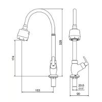 Torneira De Mesa Para Cozinha Bica Móvel C/ Arejador Gourmet Uni Cromado Meber - 4