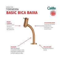 Torneira De Mesa Para Banheiro Bica Baixa Basic Rose Gold Matte Celite - 6