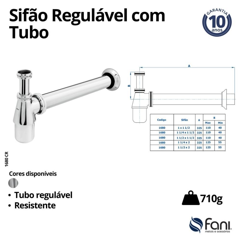 Sifão Para Lavatório 1x1.1/2" Preto Fosco Fani  - 4