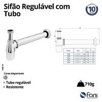 Sifão Para Lavatório 1x1.1/2" Preto Fosco Fani  - 4