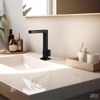 Torneira Para Lavatório De Mesa Bica Alta Horus 450 Preto Fosco Fani - 5