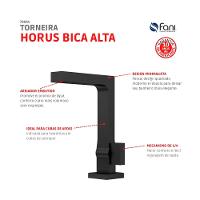 Torneira Para Lavatório De Mesa Bica Alta Horus 450 Preto Fosco Fani - 6