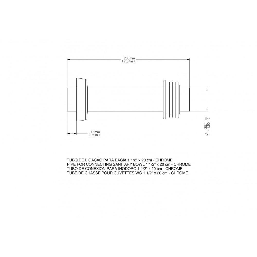 Tubo De Ligação Para Vaso Sanitário 20cm Cromado Docol - 3