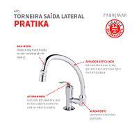 Torneira Saida Lateral De Mesa Para Cozinha Pratika  Cromado Fabrimar  - 5