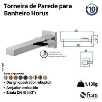 Torneira Para Lavatório De Parede Horus 450 Preto Fosco Fani  - 5