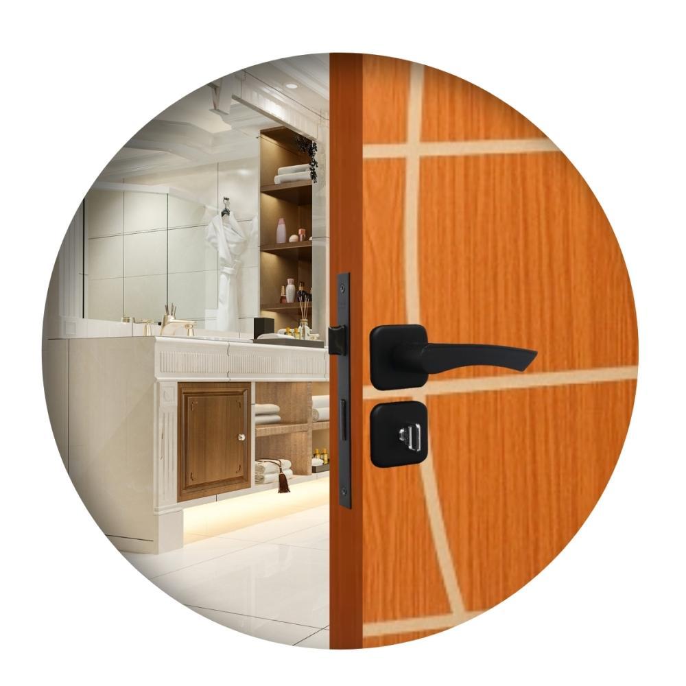 Fechadura Para Porta De Banheiro Roseta Genebra Preto Fosco MGM 40mm - 3