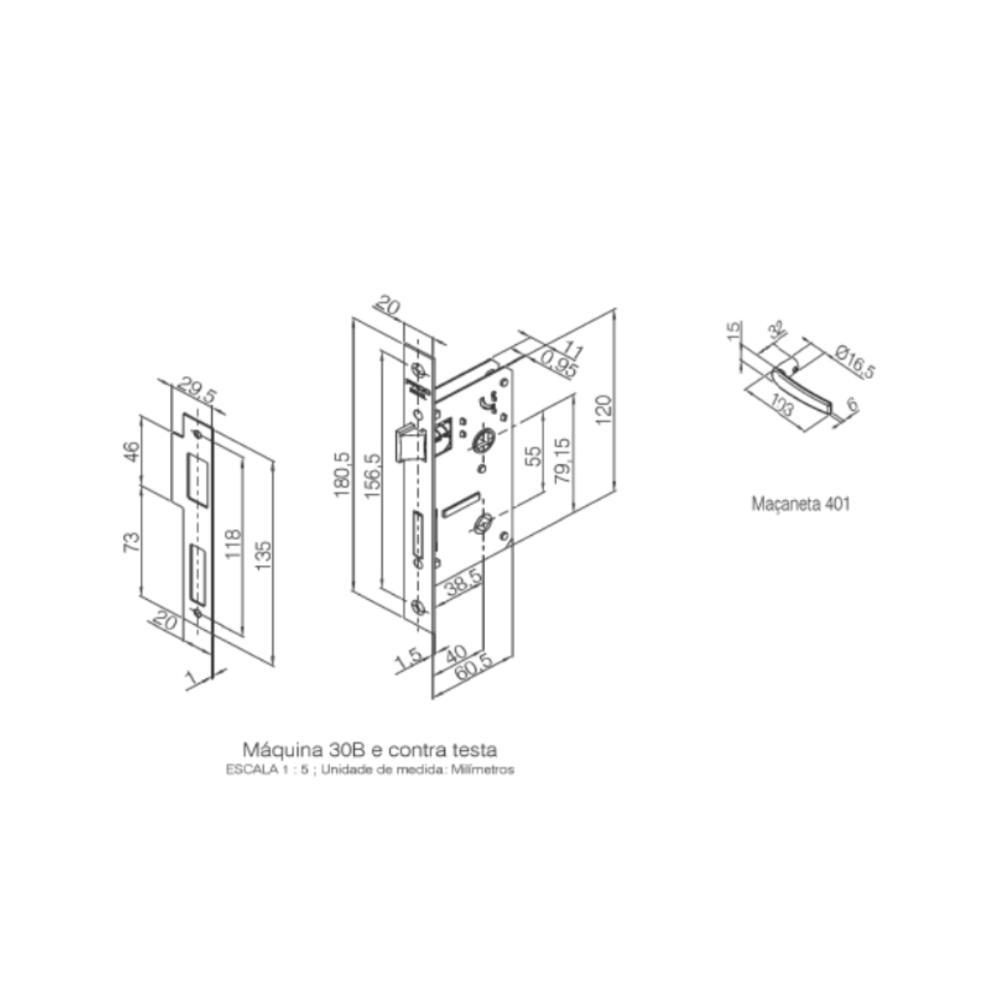 Fechadura Para Porta Banheiro Espelho Concept 401 Preta Pado 40mm - 4