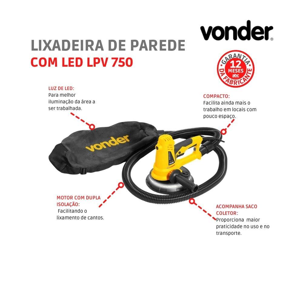Lixadeira De Parede Com Led LPV 750 220V Vonder - 5
