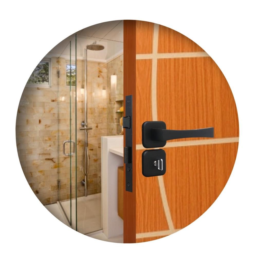 Fechadura Para Porta De Banheiro Roseta Paris Preto Fosco MGM 40mm - 1