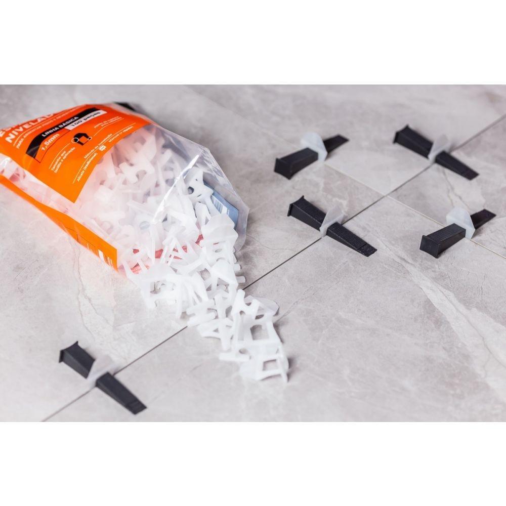 Nivelador Básico 1,0mm Pacote Com 100 Unidades Para Revestimentos Até 90x90cm Bumax - 7