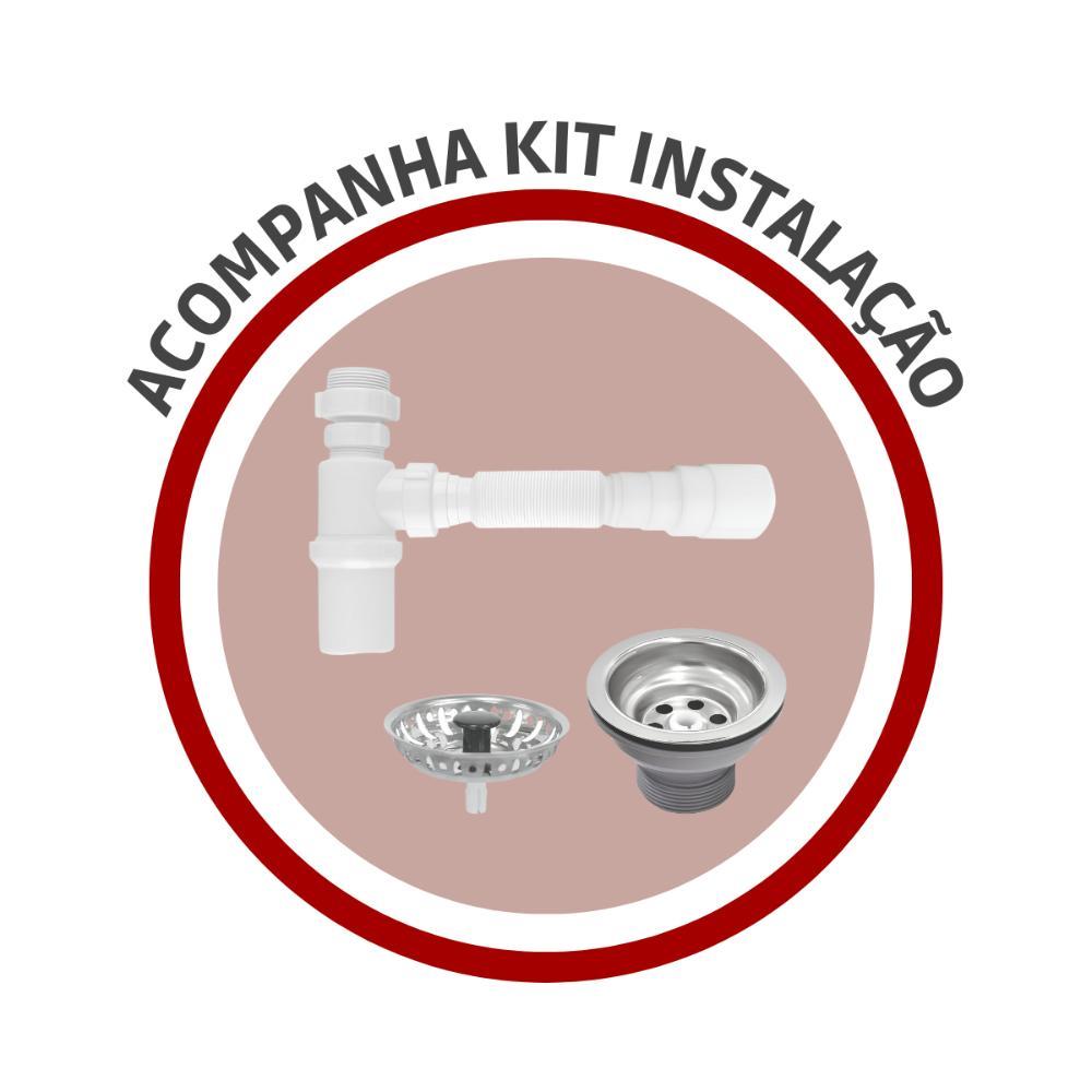 Cuba Lavínia 56 BL em aço inox alto brilho 56x34cm com válvula Tramontina com Sifão Universal Com Copo - 2