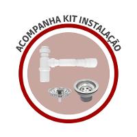 Cuba Lavínia 56 BL em aço inox alto brilho 56x34cm com válvula Tramontina com Sifão Universal Com Copo - 2