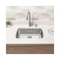 Cuba Lavínia 56 BL em aço inox alto brilho 56x34cm com válvula Tramontina com Sifão Sanfonado Universal Simples 1.1/2" - 3