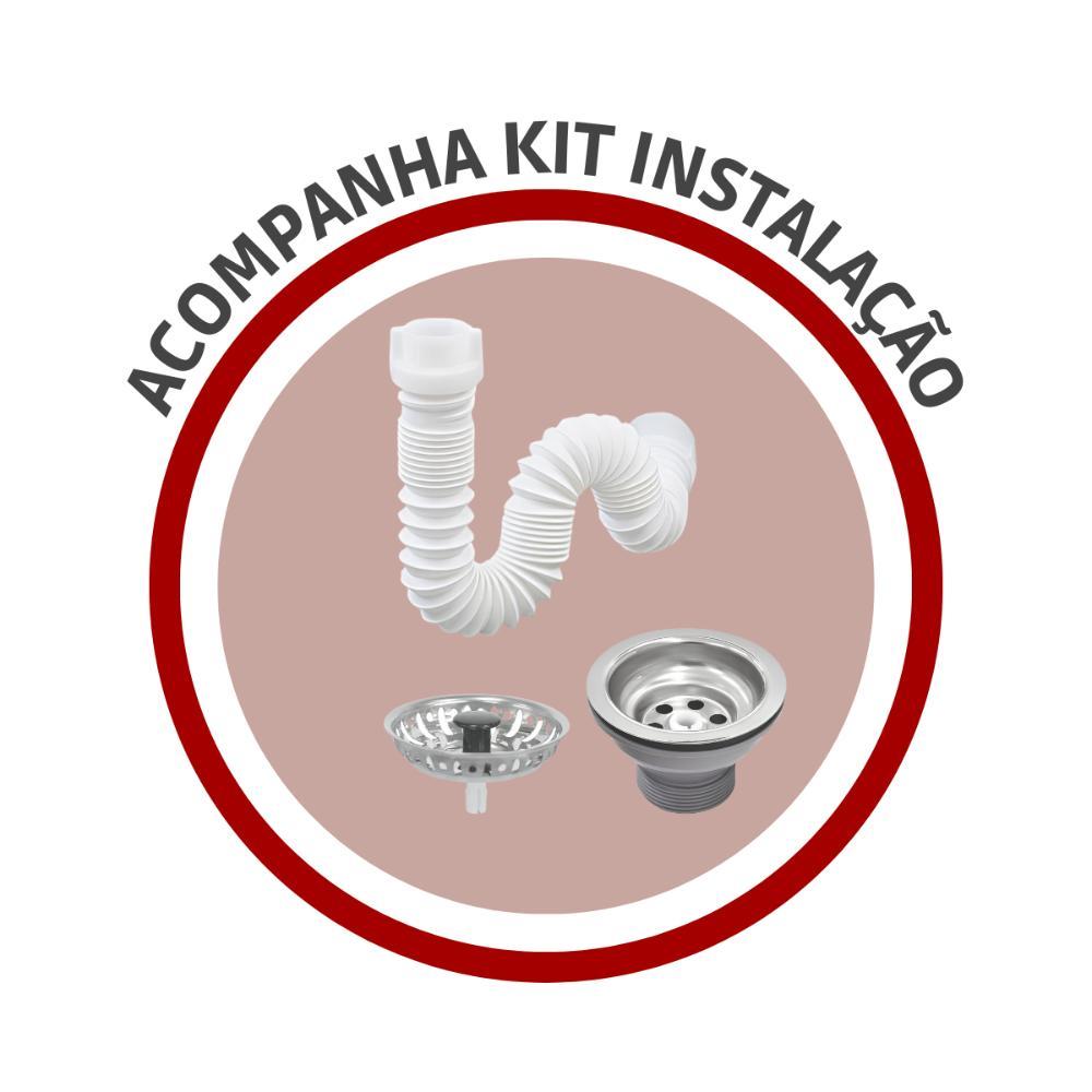 Cuba De Inox N1 Lavínia 47x30x14cm Com Válvula 3.1/2'' 94052/407 Polida Tramontina com Sifão Sanfonado Universal Simples 1.1/2" - 4