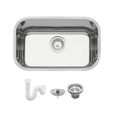 Cuba De Inox N1 Lavínia 47x30x14cm Com Válvula 3.1/2'' 94052/407 Polida Tramontina com Sifão Sanfonado Universal Simples 1.1/2"