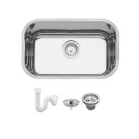 Cuba De Inox N1 Lavínia 47x30x14cm Com Válvula 3.1/2'' 94052/407 Polida Tramontina com Sifão Sanfonado Universal Simples 1.1/2" - 2