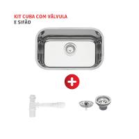 Cuba De Inox N1 Lavínia 47x30x14cm Com Válvula 3.1/2'' 94052/407 Polida Tramontina com Sifão Universal Com Copo - 2