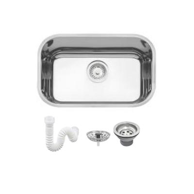 Cuba De Inox N1 Lavínia 47x30x17cm 3.1/2' Com Válvula 94022/207 Alto Brilhante Tramontina com Sifão Sanfonado Universal Simples 1.1/2"