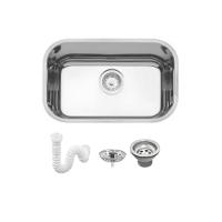 Cuba De Inox N1 Lavínia 47x30x17cm 3.1/2' Com Válvula 94022/207 Alto Brilhante Tramontina com Sifão Sanfonado Universal Simples 1.1/2" - 1