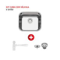 Cuba De Inox Lavínia 40x34x14 3.1/2' Com Válvula 94050/407 Polida Tramontina com Sifão Universal Com Copo - 2