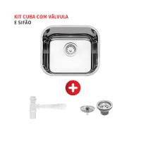 Cuba De Inox N0 Lavínia 40x34x17cm 3.1/2' Com Válvula 94020/207 Alto Brilhante Tramontina com Sifão Universal Com Copo - 2