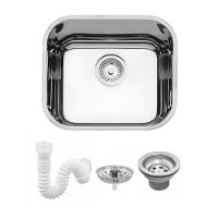 Cuba De Inox N0 Lavínia 40x34x17cm 3.1/2' Com Válvula 94020/207 Alto Brilhante Tramontina com Sifão Sanfonado Universal Simples 1.1/2" - 1