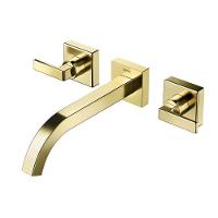 Kit 2 Misturador Para Lavatório De Parede Stillo Ouro Polido Docol - 1