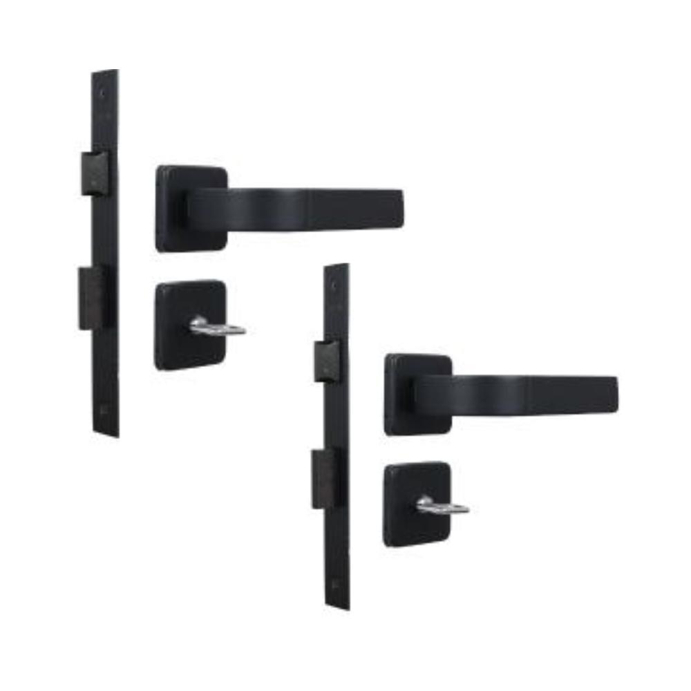 Kit 2 Fechaduras Banheiro Roseta Módena Preto Fosco MGM 40mm - 1