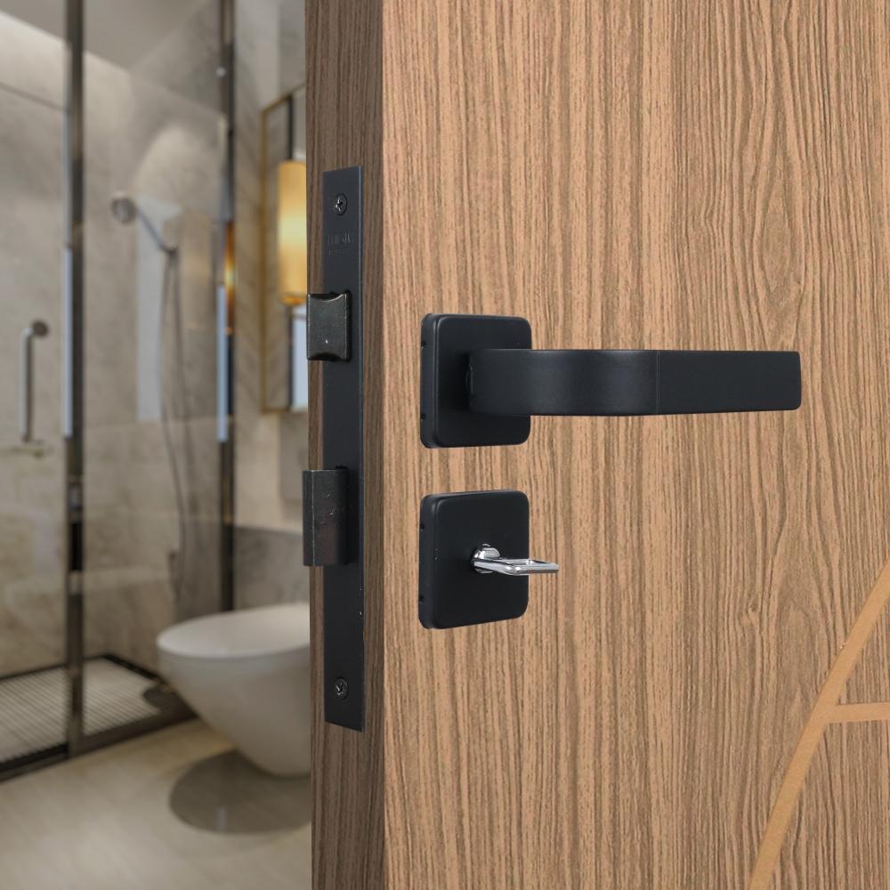 Kit 2 Fechaduras Banheiro Roseta Módena Preto Fosco MGM 40mm - 4