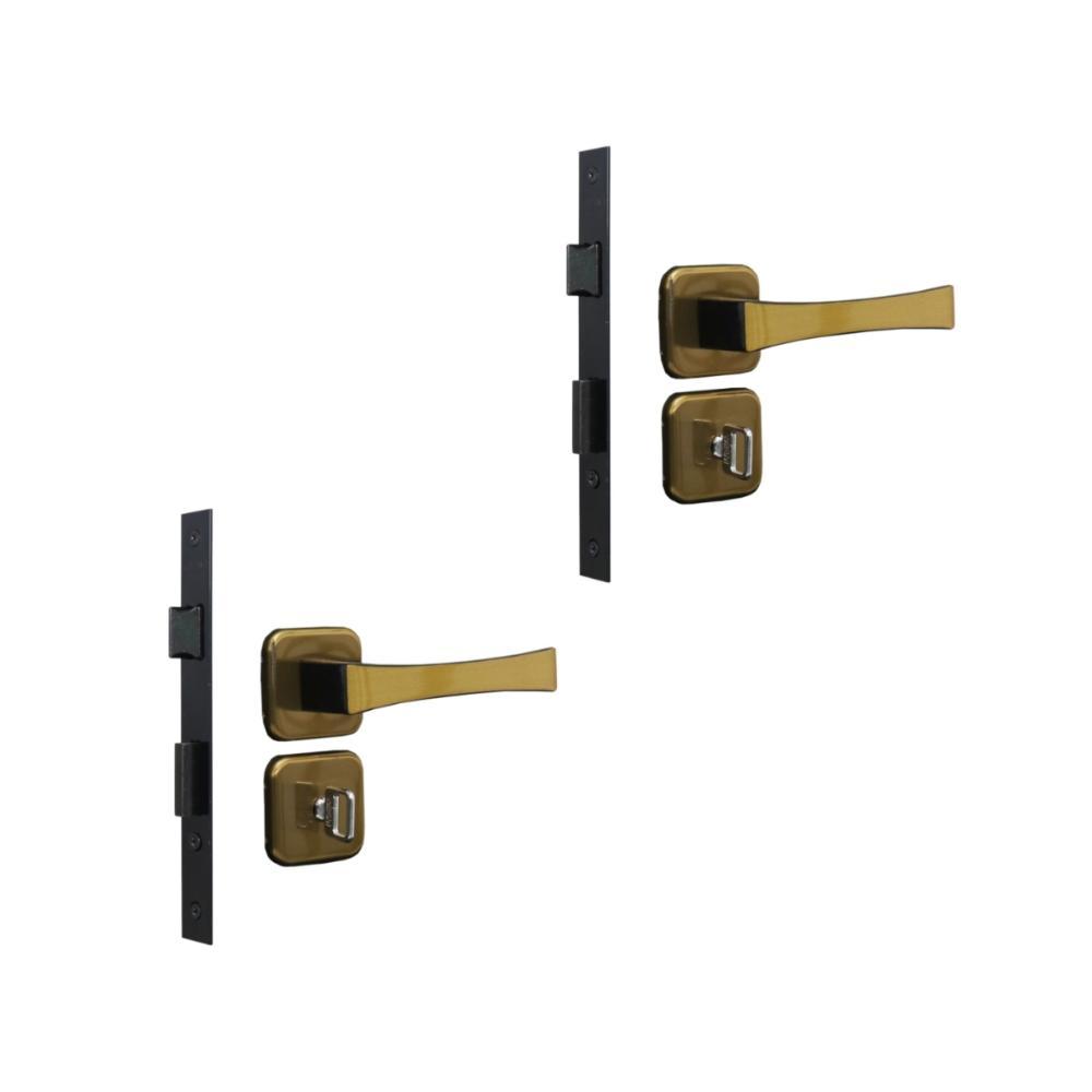 Kit 2 Fechadura Paris Banheiro Bronze Latonado 4cm MGM - 1