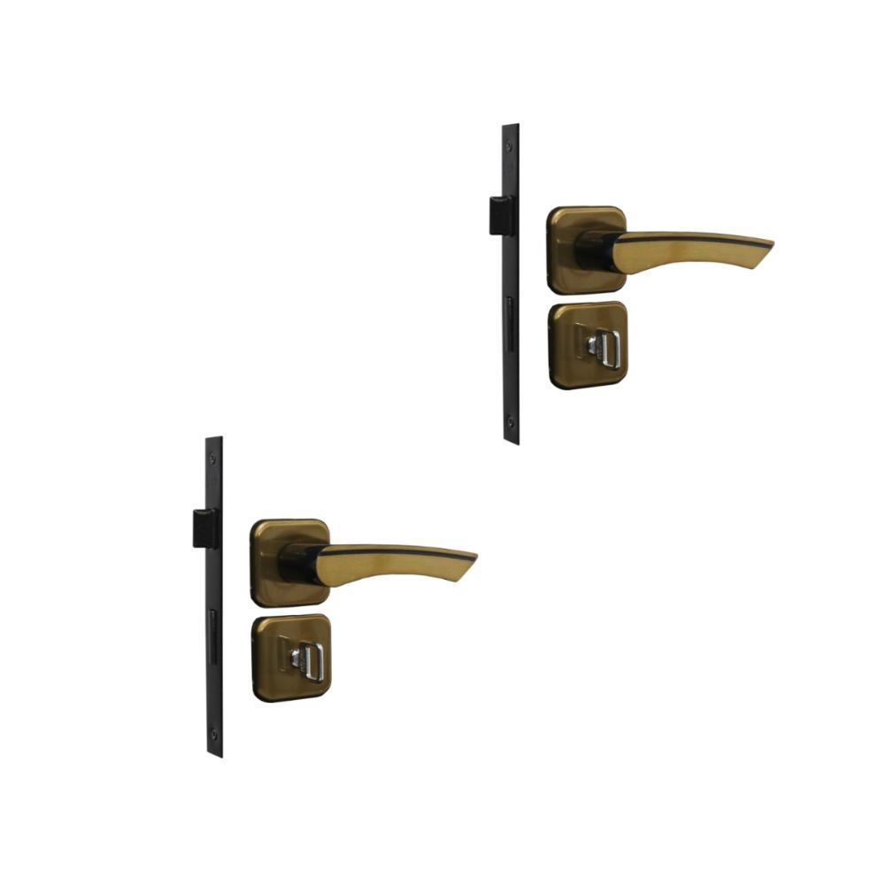 Kit 2 Fechadura Genebra Banheiro Bronze Latonado 4cm MGM - 1