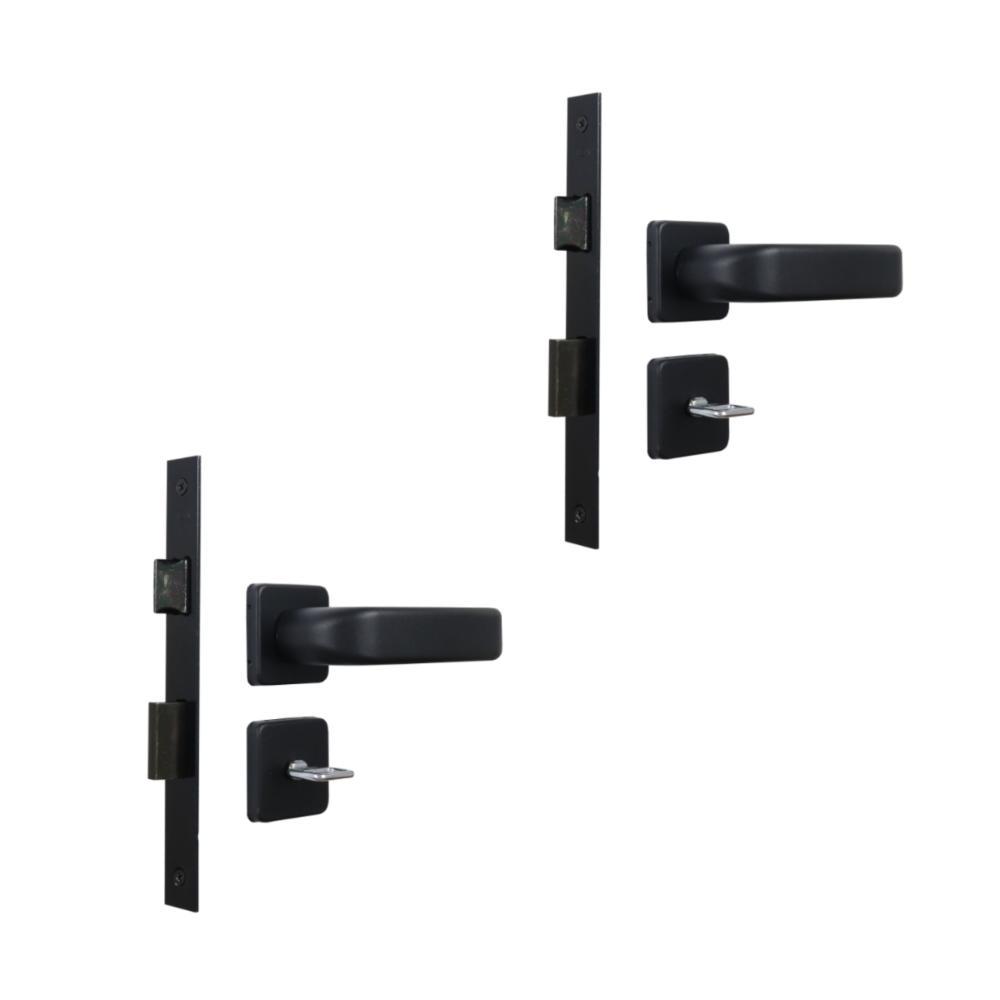 Kit 2 Fechadura Firenze Banheiro Preto Fosco 4cm MGM - 1