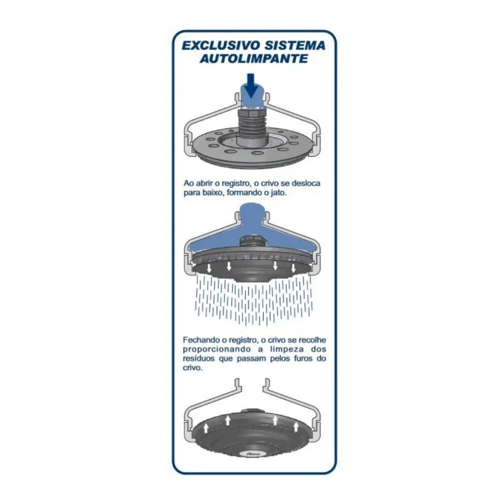 Kit 2 Chuveiro De Teto Redondo Acqua Plus 1990 Com Tubo Cromado Deca - 6