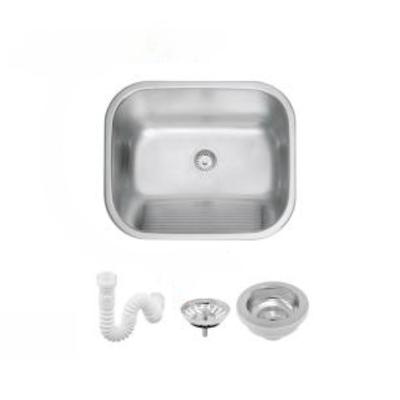 Tanque Em Inox De Encaixe Hera 40x40 Com Válvula  3.1/2 Acetinado Tramontina com Sifão Sanfonado Universal Simples 1.1/2"