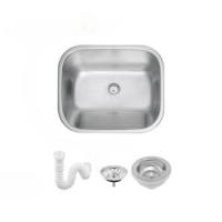 Tanque Em Inox De Encaixe Hera 40x40 Com Válvula  3.1/2 Acetinado Tramontina com Sifão Sanfonado Universal Simples 1.1/2" - 1