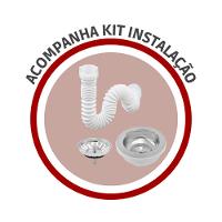 Tanque Em Inox De Encaixe A304 Hera 23l 40x40cm Com Válvula 94403/407 Polido  Tramontina com Sifão Sanfonado Universal Simples 1.1/2" - 3