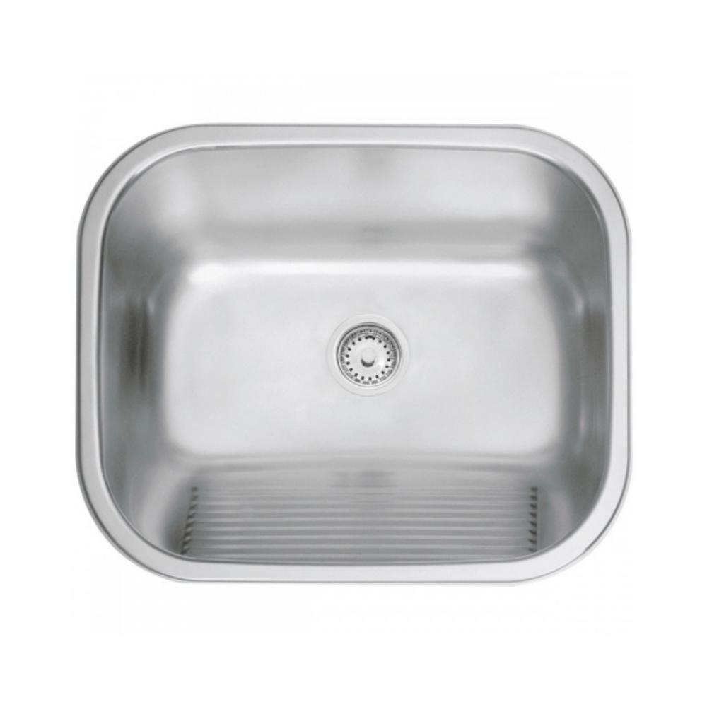 Tanque Em Inox De Encaixe Hera 50x40cm  3.1/2' Com Válvula 94400/107 Acetinado Tramontina com Sifão Sanfonado Universal Simples 1.1/2" - 5